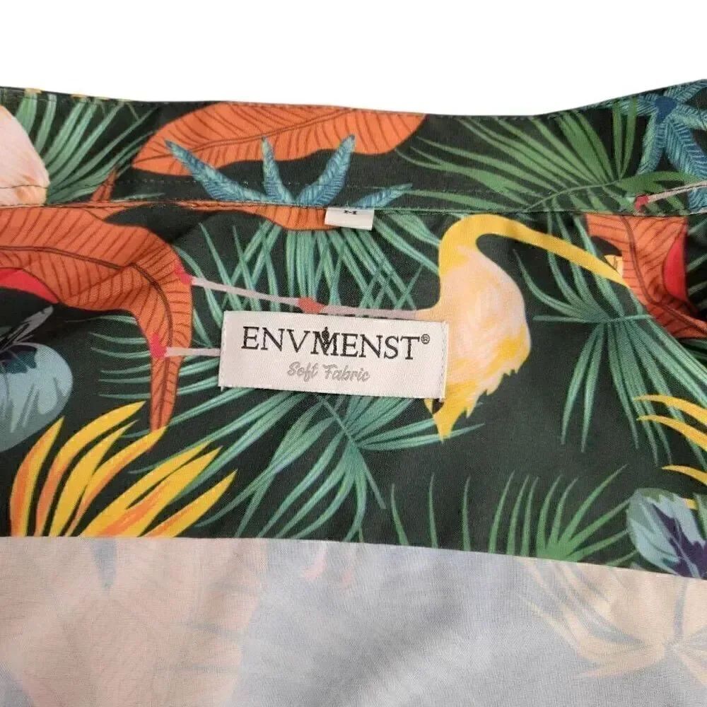 Hawaiian Flamingo Green Button Down Shirt on Sale 5 for $25 - Picture 3 of 6